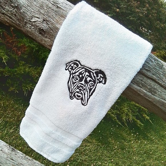 BOXER hand towel - Embroidered BOXER white hand towel - Gift for Boxer owner - Picture 1 of 5